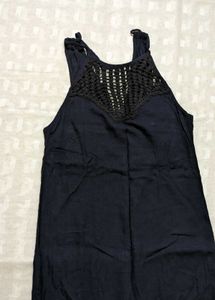 Black Maxi Dress with Crochet Detail