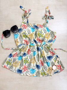 Boho Floral Print Spaghetti Strap Top