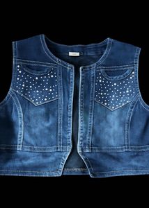 Blue Denim Embellished Vest