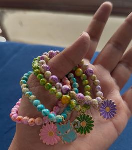 4 Beaded Bracelets with Charms