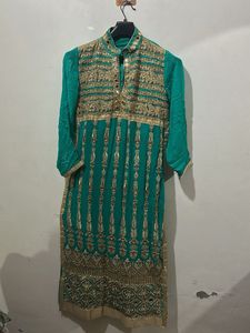 Embroidered Teal Kurta