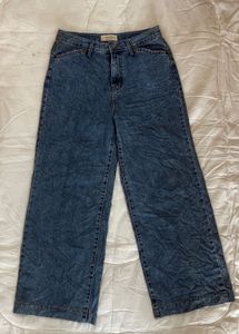 Wide Leg Blue Denim Jeans