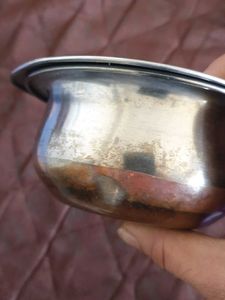 Vintage Stainless Steel Kadhai &amp; Plate Set