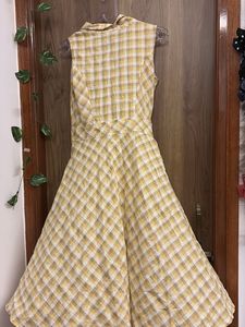 Korean checkered midi dress