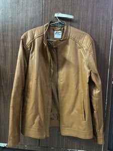 Men's Brown Faux Leather Jacket