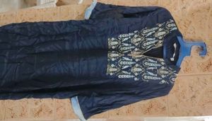 Embroidered Navy Blue Kurta with palazzo