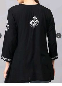 black chikankari short kurti