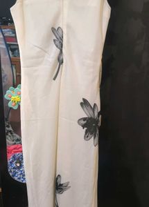 white floral stylish sleveless frock