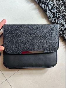 Black Lace Detail Crossbody Bag