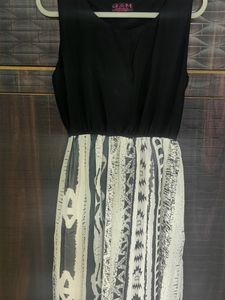 Long Black N White Trendy Western Dress