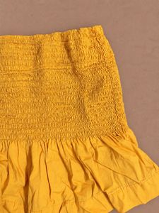 Yellow Smocked Flounce Skirt