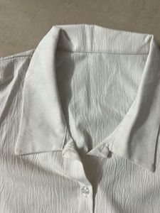 Textured White Long Sleeve Shirt