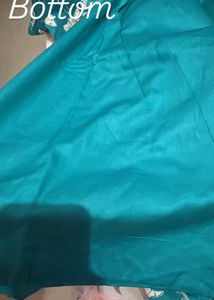 Teal Lotus Print Dress Material