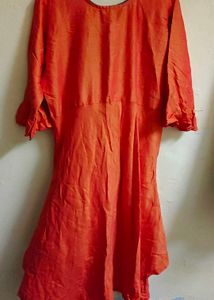 Vibrant Orange Kurta with Embroidery