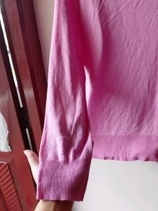 Pink Crew Neck Long Sleeve Sweater