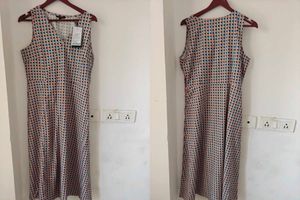 Sleeveless Geometric Print Midi Dress