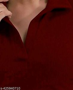 Maroon Collared Long Sleeve Top