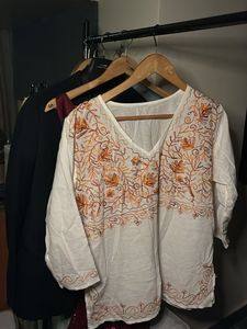 Embroidered White Kurta