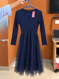 Elegant Navy Blue Tulle Dress