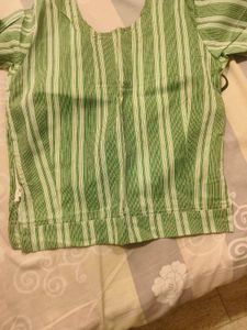 Green Striped Cotton Blouse