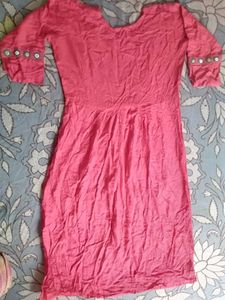 Pink Mirror Work Kurta