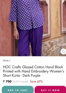 Block print Short Kurta