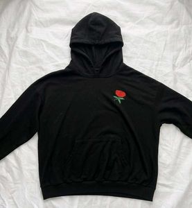 Black Rose Embroidered Hoodie