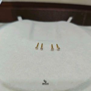 Sparkling Stud Earrings In Real Gold 1Pisce