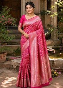 Vibrant Pink Silk Saree