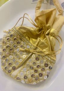 Gold Sequined Potli Bag