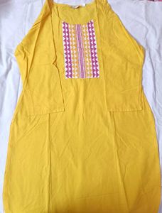 Elegant Yellow Cotton Blend Kurta for Women