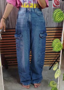 Baggy Blue Denim Cargo Jeans