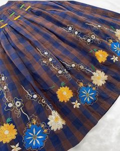 Cottage-core embroidered midi skirt