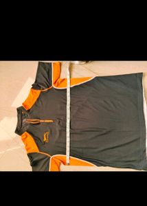 Shiv Naresh Branded L size, Orange - Grey, Dry Fit