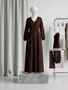 Elegant V-Neck Long Sleeve Maxi Dress