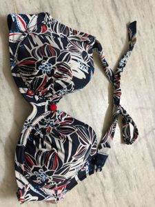 Chic Floral Print Halter Bikini Top