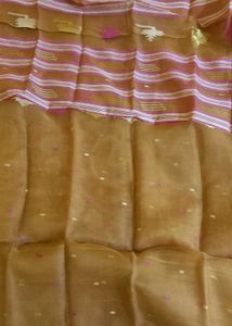 Elegant Brown Saree with Polka Dots