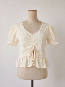 Chic Eyelet Lace Drawstring Top