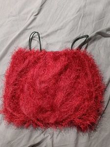 Fuzzy Red Crop Top