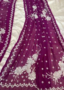 Elegant Purple Embroidered Saree