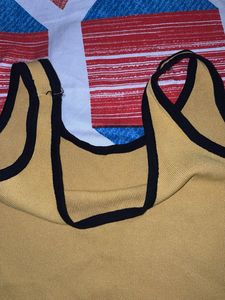 Yellow Ribbed Tank Top with Black Trim