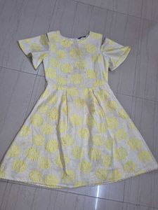 High Quality Chic Yellow Floral Cold Shoulder Dres