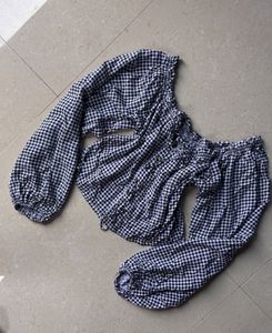 Chic Gingham Off-Shoulder Top