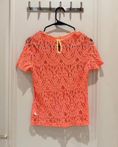 Bright Orange Lace Top