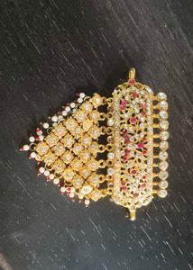 Rajasthani Aad Gold Plated Pendant | Kundan &amp; Pear