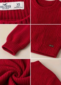 RED HOLLISTER RIBBED CROPPED SWEATER