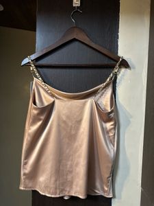 Satin Cami Top with Chain Straps