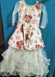Floral Girls Party Dress(Free Gift)