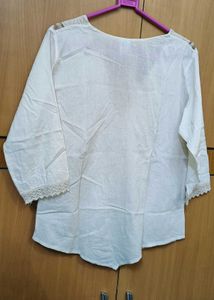 Elegant White Lace Trim Kurta