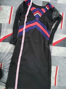Chic Black Net Sleeve A-line Dress